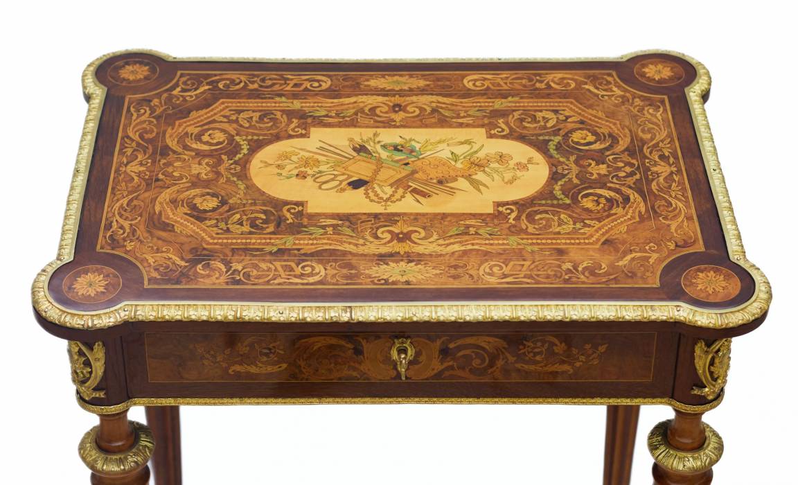 WRITING DESK WITH MARQUETRY AND GILT BRONZE MOUNTS  FRANCE, LATE 19TH CENTURY