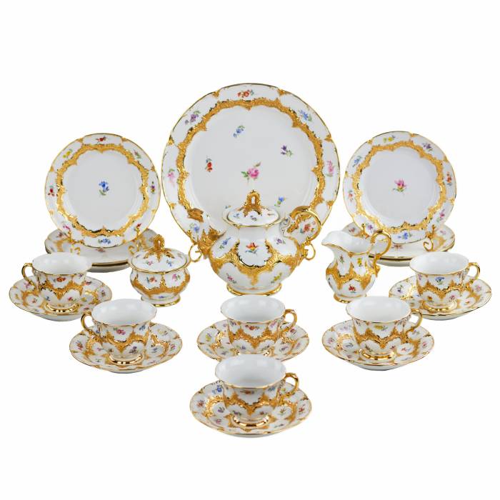 TĒJAS UN KAFIJAS SERVĪZE MEISSEN SEŠĀM PERSONĀM  VĀCIJA, 20. GADSIMTS