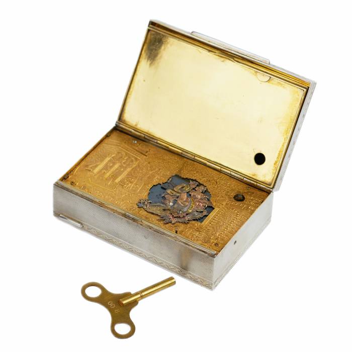 RARE SILVER EROTIC MUSICAL BOX  ITALY, 1930s