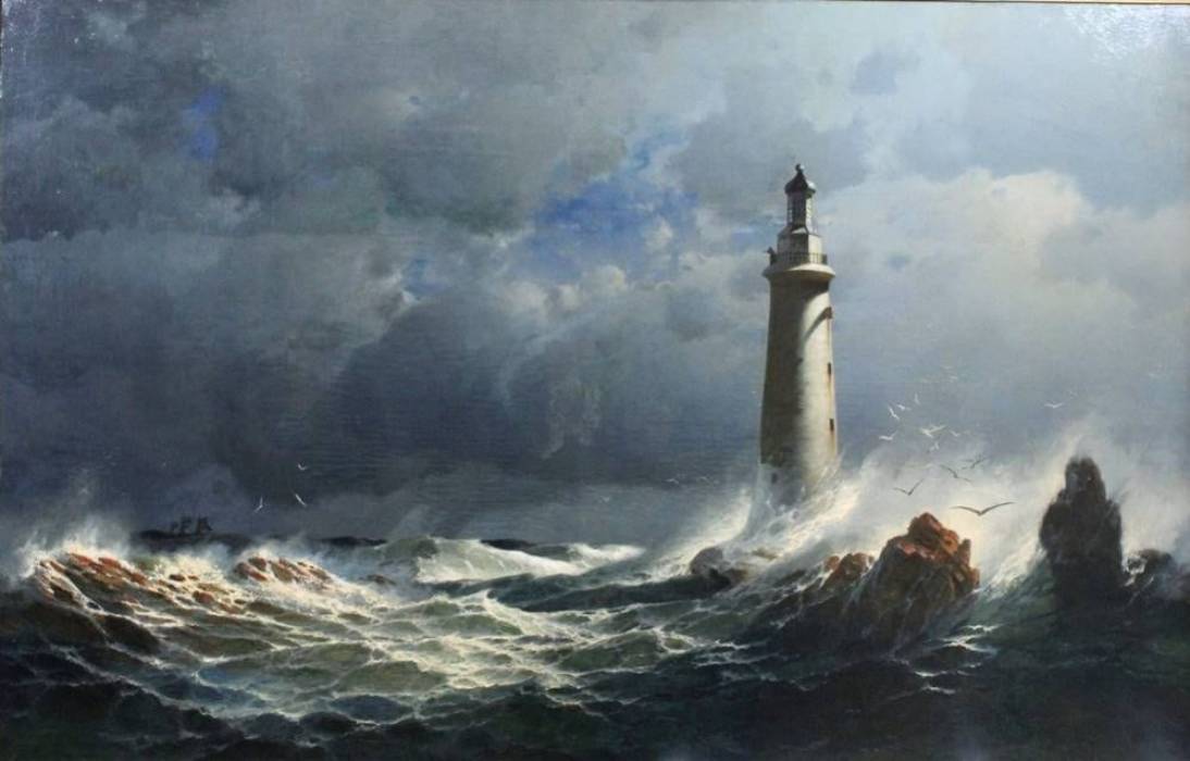 IVAN KONSTANTINOVICH AIVAZOVSKY (1817-1900). “LIGHTHOUSE”  RUSSIA, SECOND HALF OF THE 19TH CENTURY