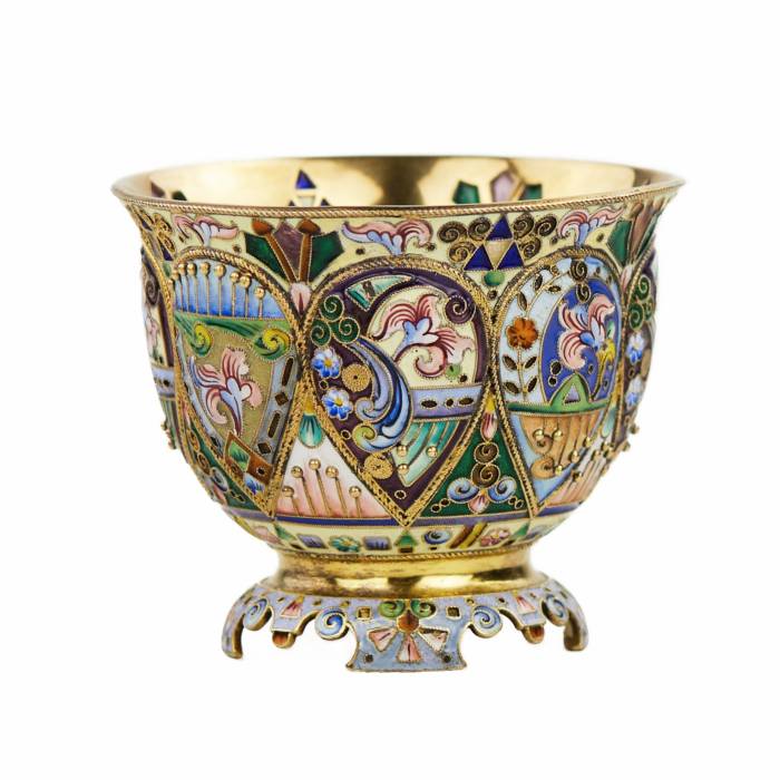 SILVER ENAMEL GOBLET. 20TH ARTEL OF MOSCOW RUSSIA, MOSCOW, EARLY 20TH CENTURY