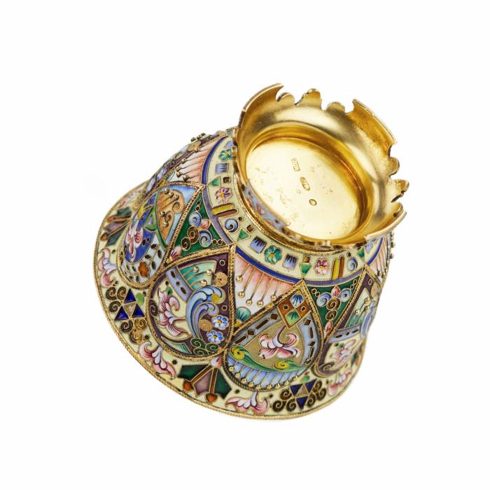 SILVER ENAMEL GOBLET. 20TH ARTEL OF MOSCOW RUSSIA, MOSCOW, EARLY 20TH CENTURY