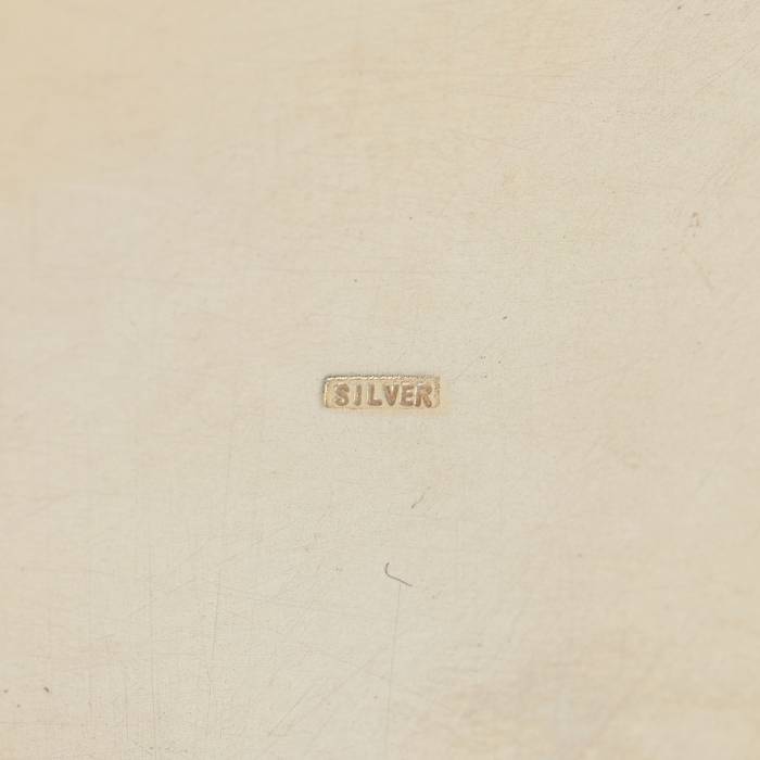 СЕРЕБРЯНАЯ БАНКА ДЛЯ ЧАЯ С ЭМАЛЯМИ И КАБОШОНАМИ  КИТАЙ, XX ВЕК