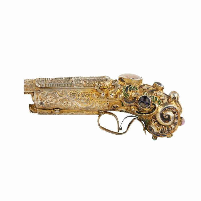 SNUFF BOX IN THE FORM OF A DOUBLE-BARREL PISTOL CENTRAL EUROPE, 19TH CENTURY