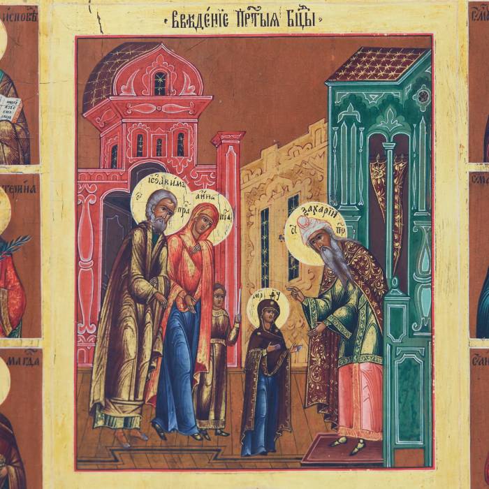 Icône Jours feries selectionnes. Palekh. XIXème siècle.