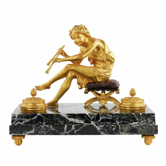 ENCRIER DE BUREAU À LA FIGURE DE PAN  FRANCE, DÉBUT DU XIXᵉ SIÈCLE
