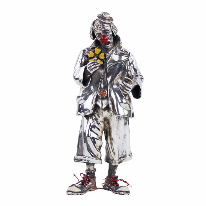 SILVER FIGURE OF A CLOWN. VITTORIO ANCINI  ITALY, AREZZO, SECOND HALF OF THE 20TH CENTURY