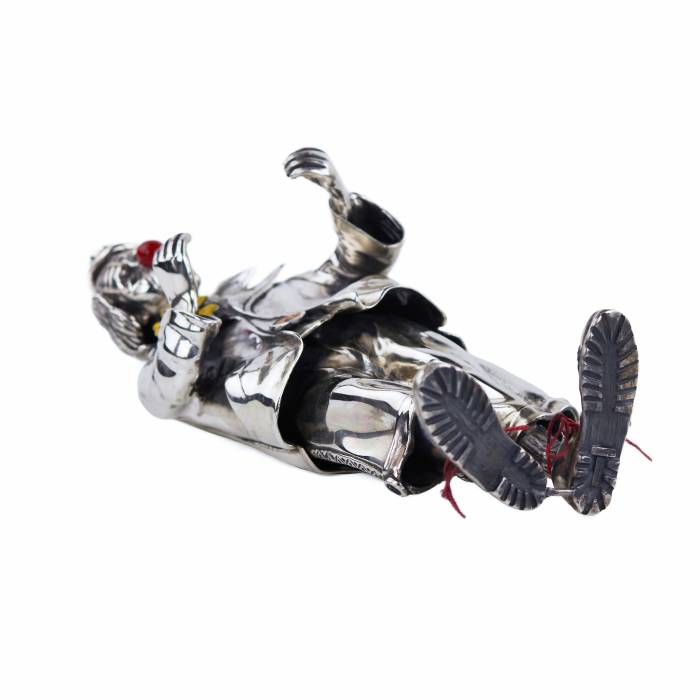 SILVER FIGURE OF A CLOWN. VITTORIO ANCINI  ITALY, AREZZO, SECOND HALF OF THE 20TH CENTURY