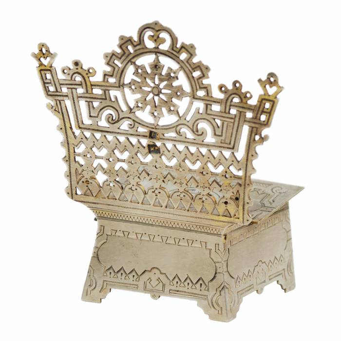 SILVER SALT THRONE WITH OPENWORK BACK  RUSSIA, LATE 19TH CENTURY