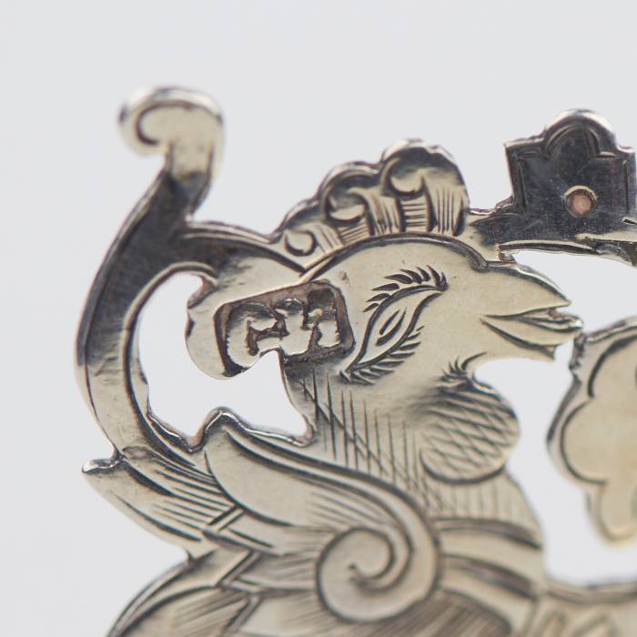 SILVER SALT THRONE WITH PROVERB. MASTER S. M. IKONNIKOV RUSSIA, MOSCOW, 1880