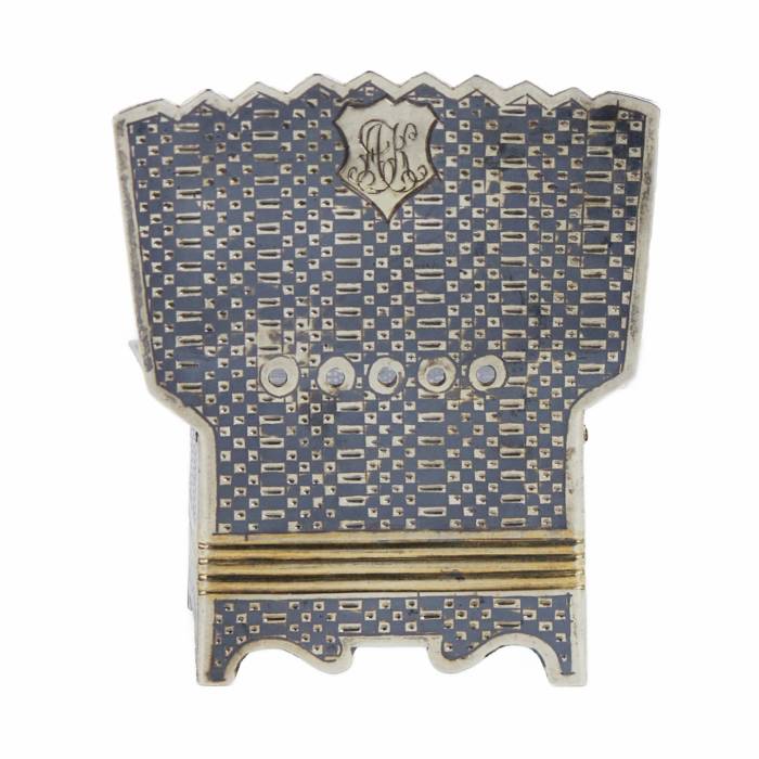 SILVER THRONE-SHAPED SALT CELLAR WITH NIELLO MOSCOW, 1864