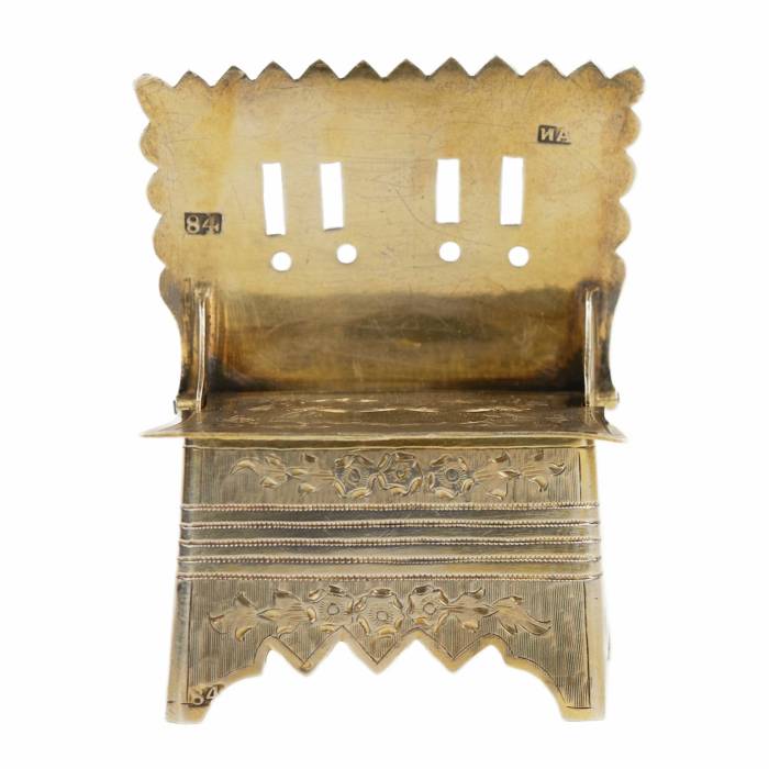 SILVER SALT CELLAR IN THE FORM OF A THRONE WITH ENGRAVED DECORATION RUSSIA, MOSCOW, 1870