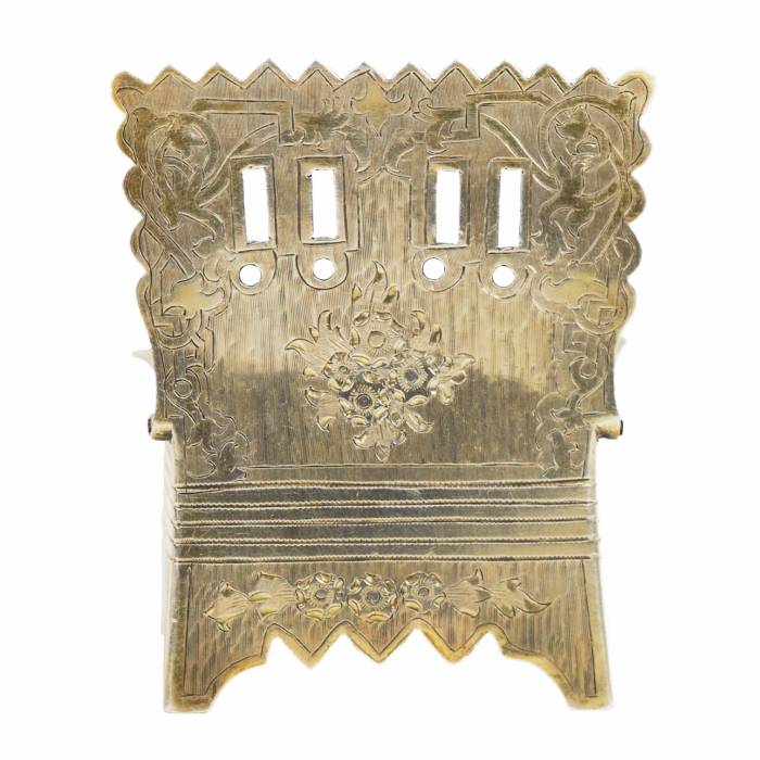 SILVER SALT CELLAR IN THE FORM OF A THRONE WITH ENGRAVED DECORATION RUSSIA, MOSCOW, 1870