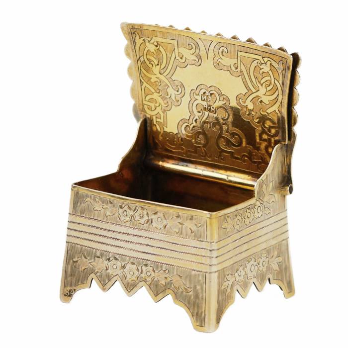 SILVER SALT CELLAR IN THE FORM OF A THRONE WITH ENGRAVED DECORATION RUSSIA, MOSCOW, 1870