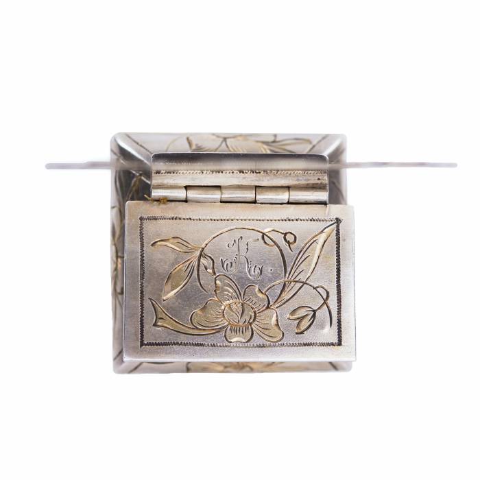 SILVER SALT CELLAR IN THE ART NOUVEAU STYLE WITH BUTTERFLIES. GUSTAV KLINGERT MOSCOW, RUSSIA, 1899-1908