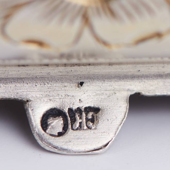 SILVER SALT CELLAR IN THE ART NOUVEAU STYLE WITH BUTTERFLIES. GUSTAV KLINGERT MOSCOW, RUSSIA, 1899-1908