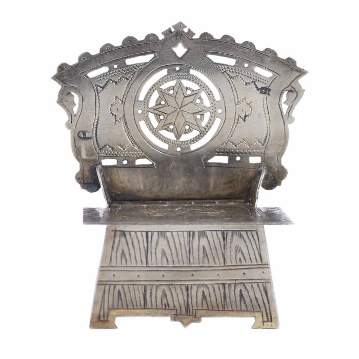 SILVER SALT CELLAR “CHAIR”. ALEXANDER MUKHIN RUSSIA, MOSCOW, 1880