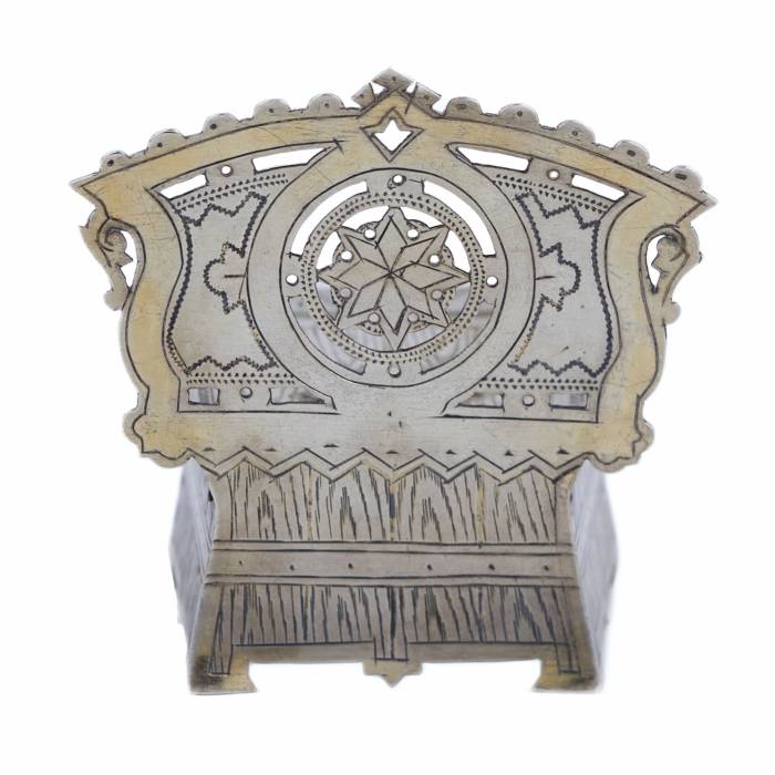 SILVER SALT CELLAR “CHAIR”. ALEXANDER MUKHIN RUSSIA, MOSCOW, 1880