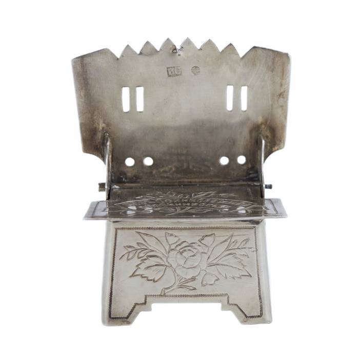 SILVER SALT CELLAR IN THE FORM OF A CHAIR, IVAN DMITRIEVICH SALTYKOV MOSCOW, RUSSIA, 1882–1898