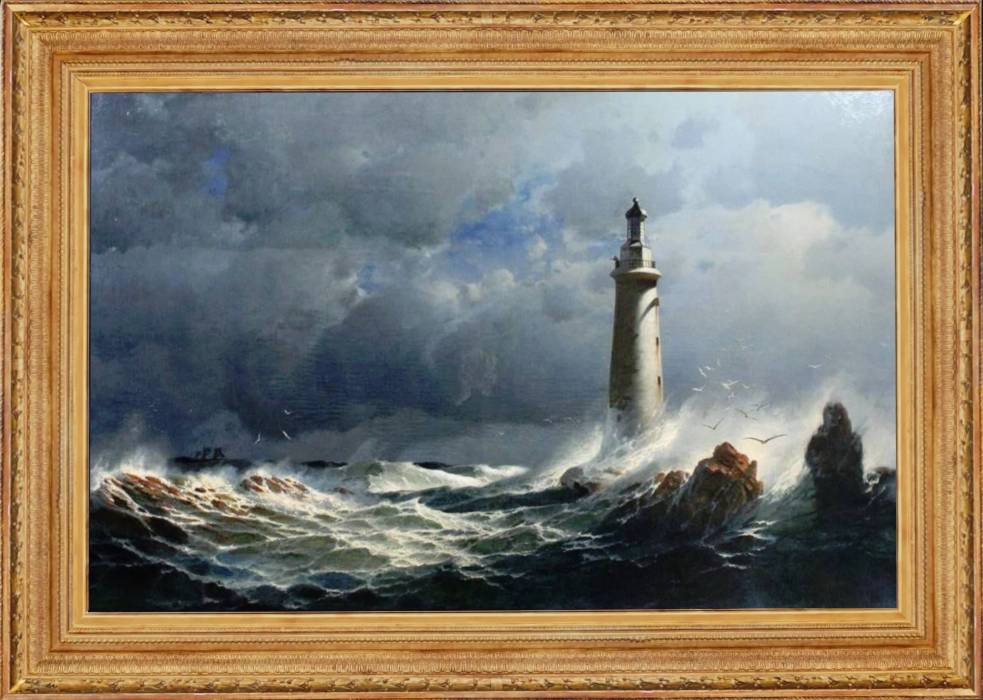 IVAN KONSTANTINOVICH AIVAZOVSKY (1817-1900). “LIGHTHOUSE”  RUSSIA, SECOND HALF OF THE 19TH CENTURY