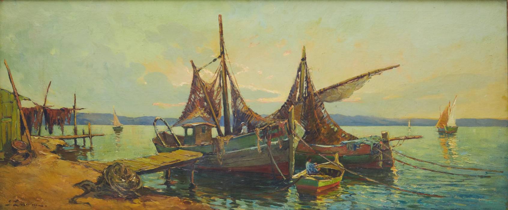 GEORGY ALEXANDROVICH LAPSHIN (1885–1950)  FISHING BOATS FRANCE, 1930s