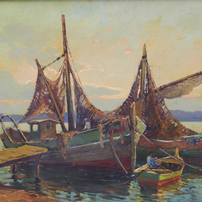 GEORGY ALEXANDROVICH LAPSHIN (1885–1950)  FISHING BOATS FRANCE, 1930s