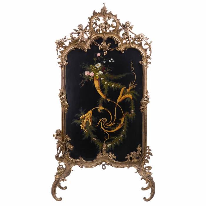FIREPLACE SCREEN IN THE NEO ROCOCO STYLE. EISENWERK LAUCHHAMMER GERMANY, 20TH CENTURY