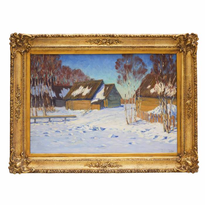 PURVĪTIS VILHELMS KĀRLIS. VILLAGE IN EARLY SPRING  LATVIA, 1918