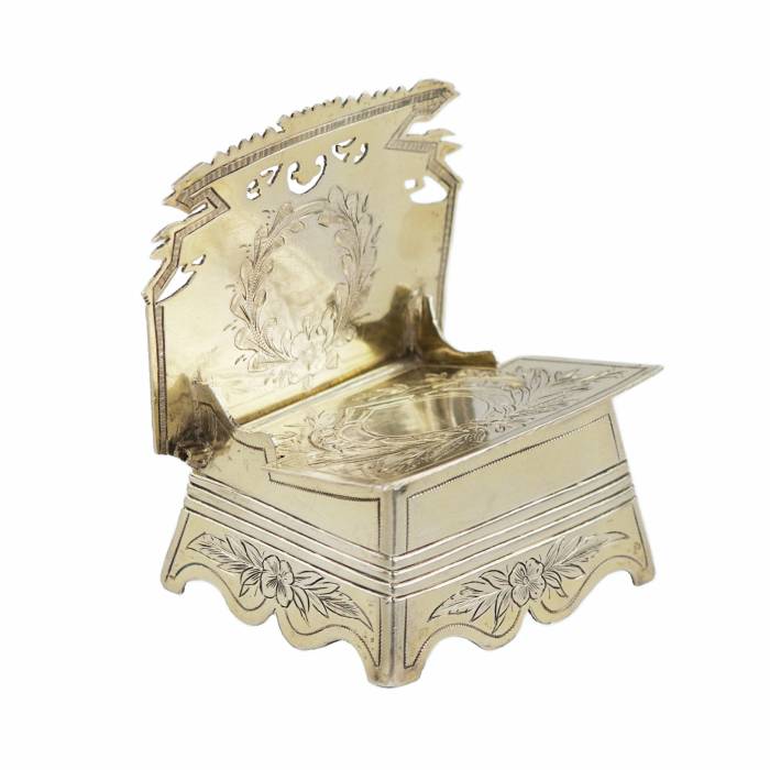 Silver salt cellar in the form of a chair in Old Russian style, Vasily Ivanovich Ivanov Moscow, Russia, 1885