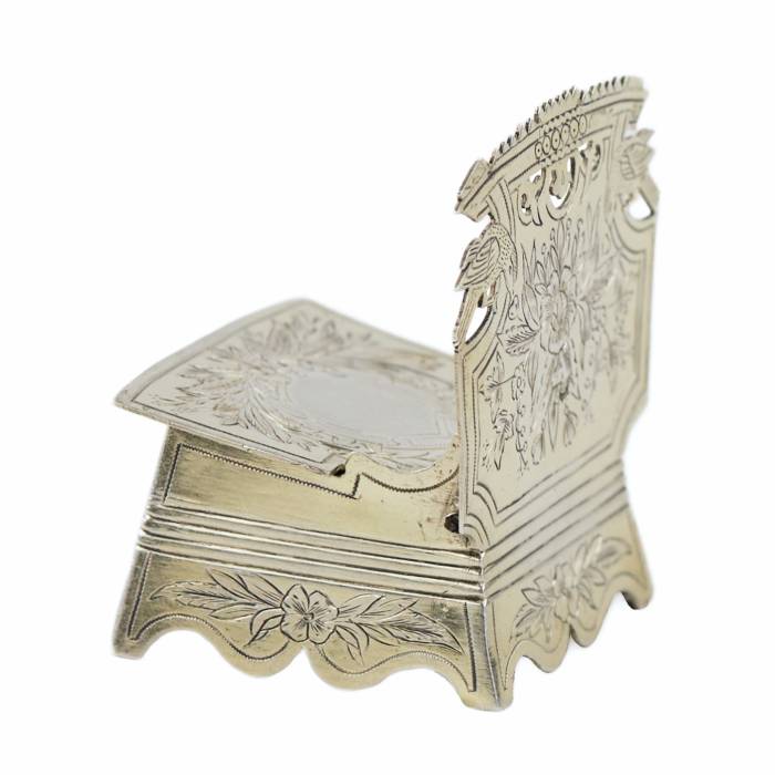 Silver salt cellar in the form of a chair in Old Russian style, Vasily Ivanovich Ivanov Moscow, Russia, 1885