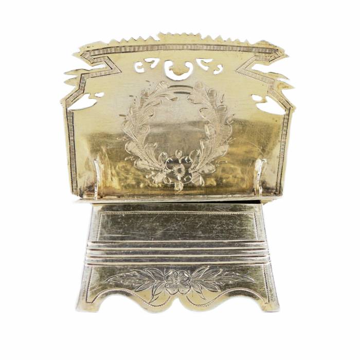 Silver salt cellar in the form of a chair in Old Russian style, Vasily Ivanovich Ivanov Moscow, Russia, 1885