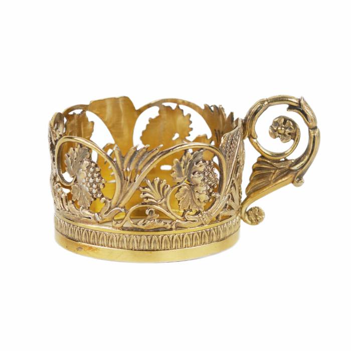 SILVER-GILT TEA GLASS HOLDER. ODIOT FRANCE, LATE 19TH - EARLY 20TH CENTURY