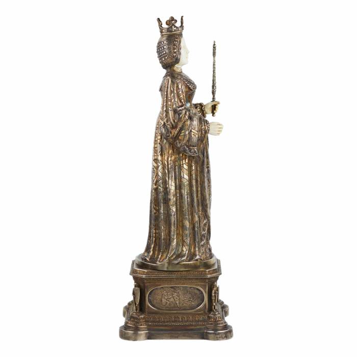 SUDRABA KABINETA FIGŪRA – ELIZABETE NO BURGUNDIJAS, KURZ J. & CO VĀCIJA, HANAU, XIX UN XX GADSIMTA MIJA