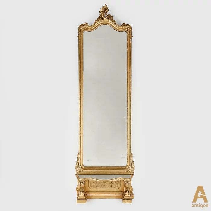 Floor mirror with a low console