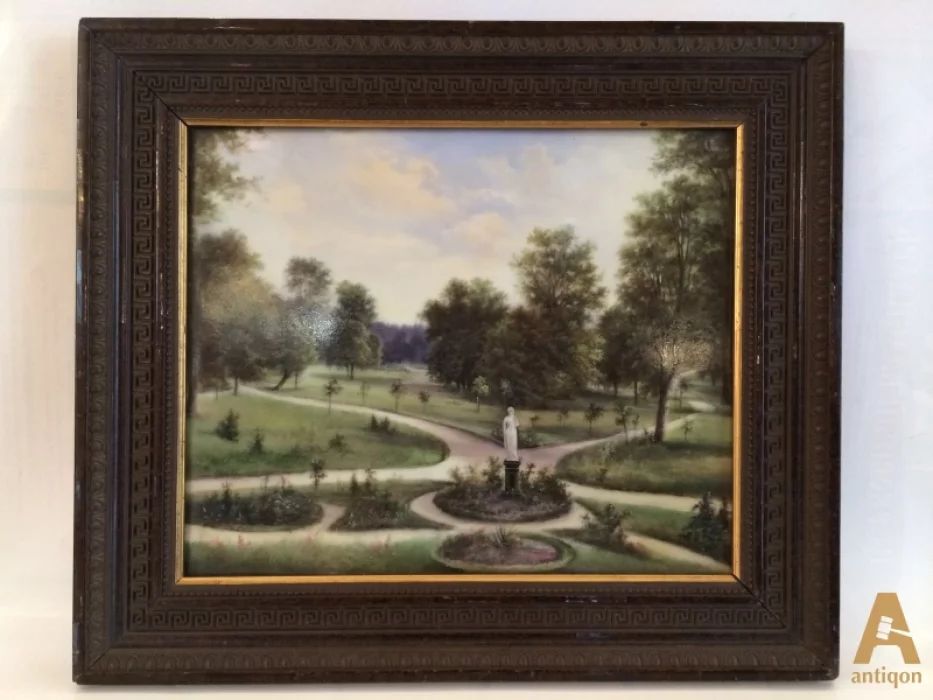 Painting on porcelain "Park view"