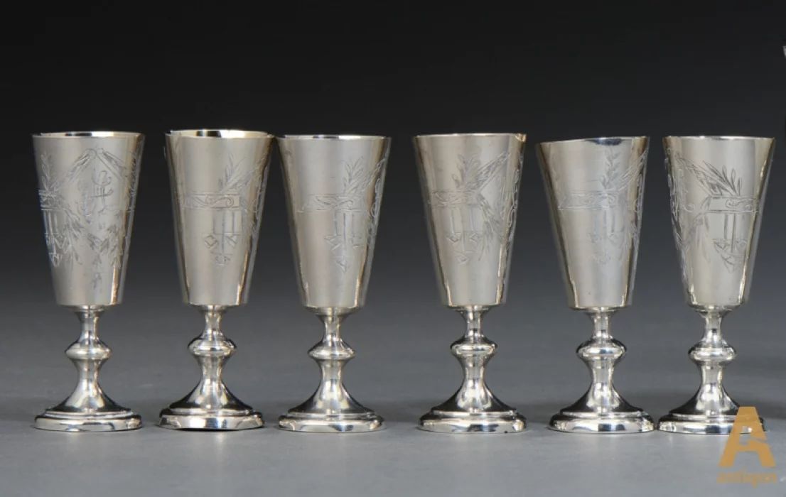 Silver set for vodka. Russia