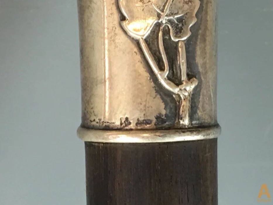 Walking stick with silver handle. 1900