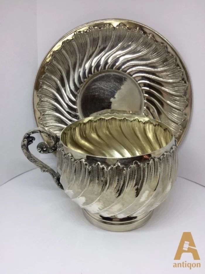 Silver Cup and saucer. France