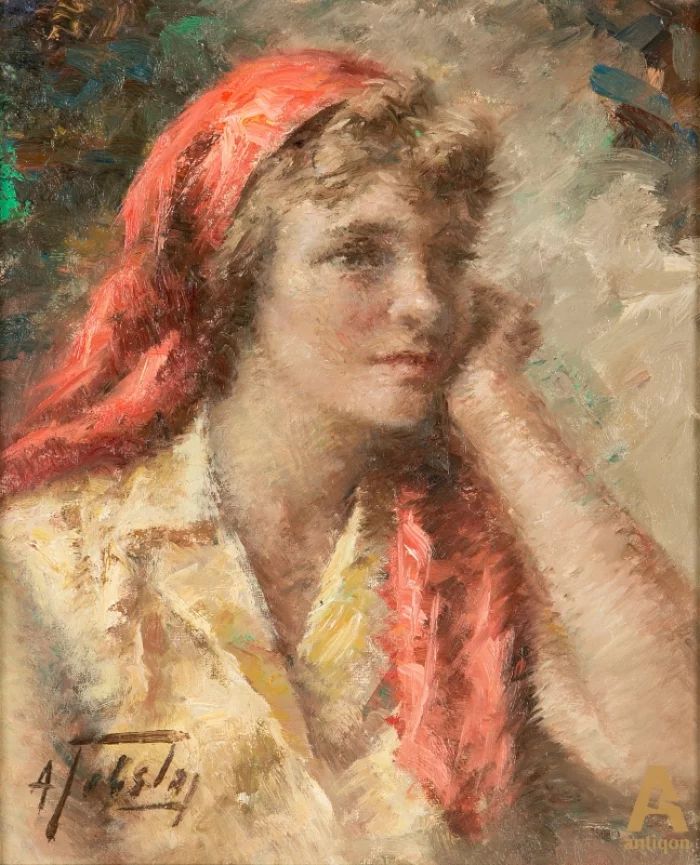 Painting "A Girl in a Red Headscarf"