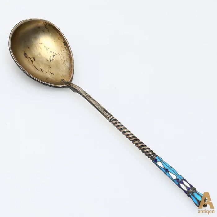 Silver spoon with enamel