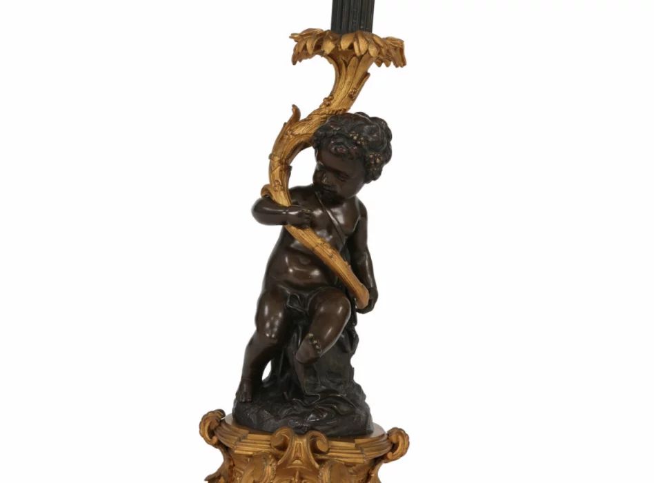 Lampadaire en bronze et dore de style Rococo