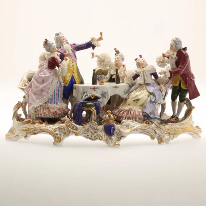 Porcelain composition "Feasting  Ladies and Gentleman "