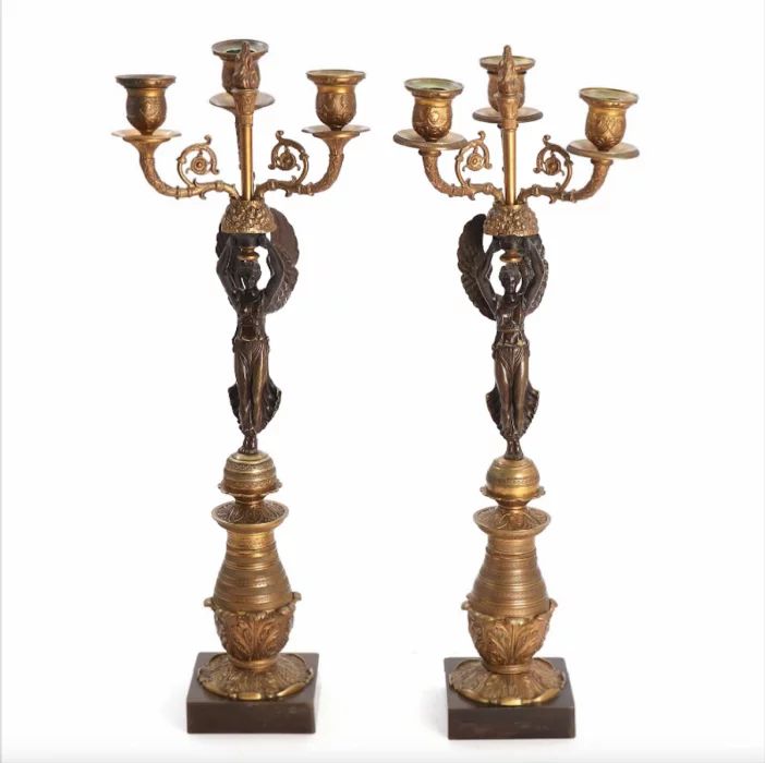 Paire de candélabres de style Empire 19ème siècle 