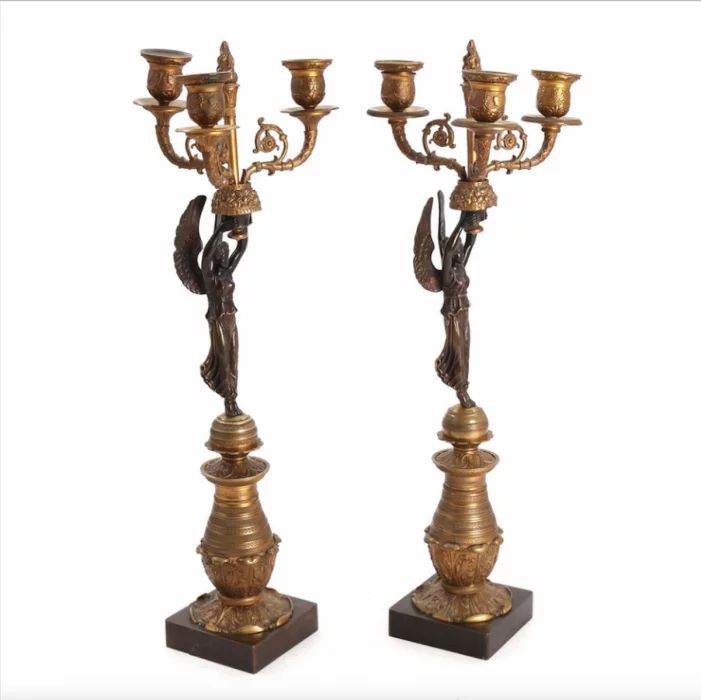 Paire de candelabres de style Empire 19ème siècle 