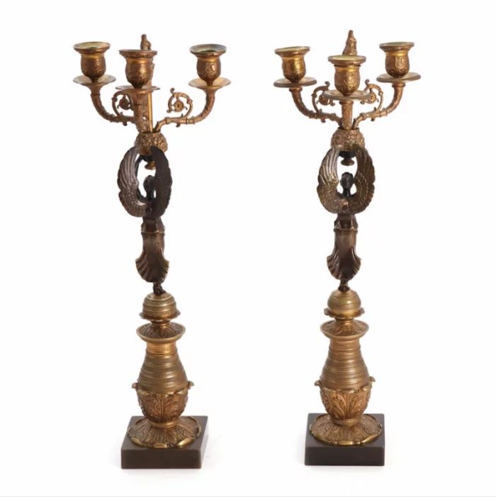 Paire de candelabres de style Empire 19ème siècle 