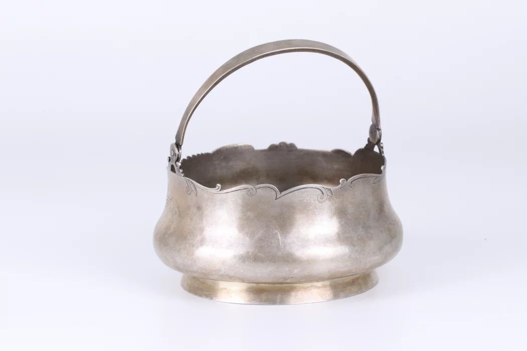 Russian silver sugar bowl