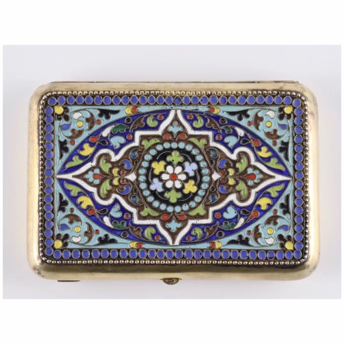 Estonian silver cigarette case in Russian style. 1920s. 