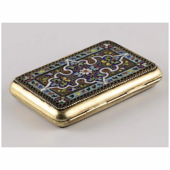 Estonian silver cigarette case in Russian style. 1920s. 