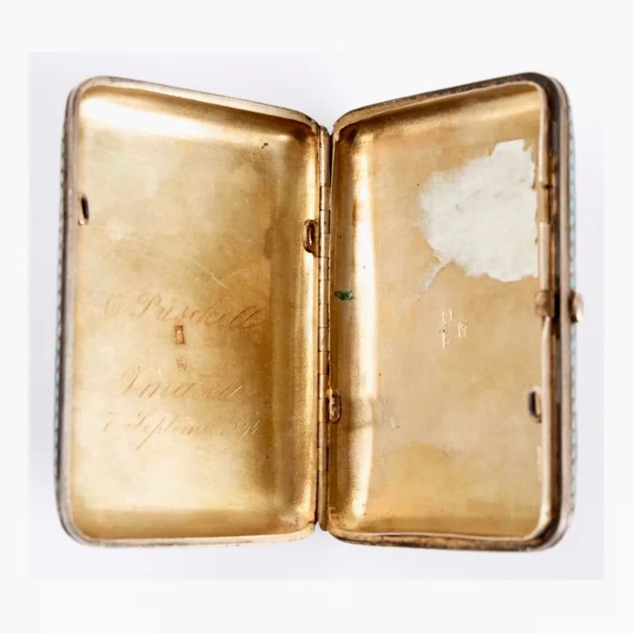 Silver cigar case with enamel. Moscow 1880 