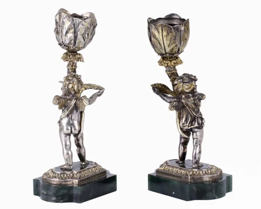 Paired table Candlestick holders "Cupids",  Sazikov (Сазиков)